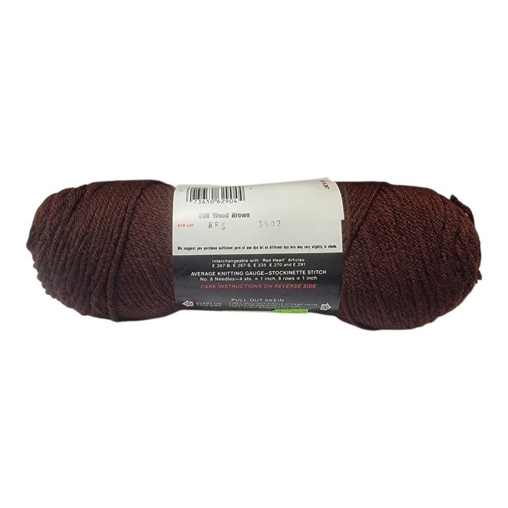 Vintage Red Heart 4 Ply Handknitting Yarn Wood Brown 360 Acrylic 3.5 oz Skein - Picture 5 of 5